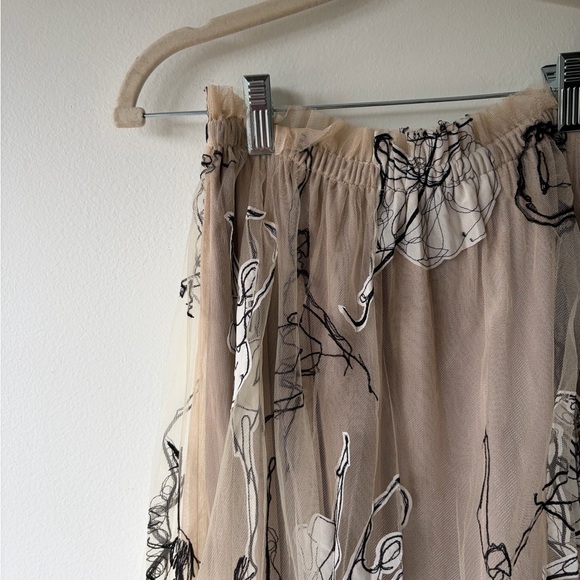 ANTHROPOLOGIE Geisha Designs Georgette Pleated tulle dancer maxi skirt Sz Med - Picture 8 of 10